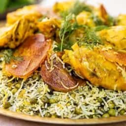 باقالی پلو با مرغ